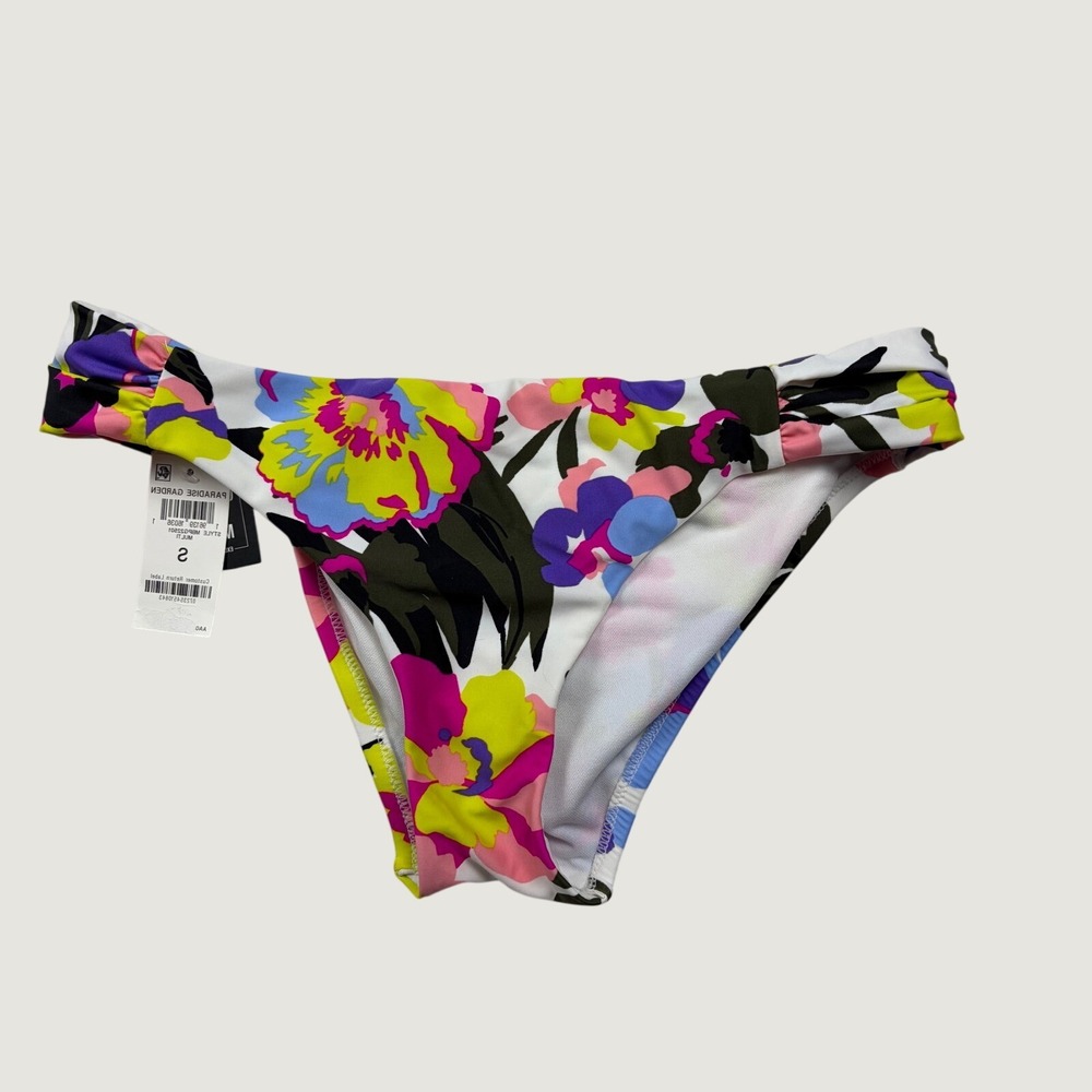 Bar III Paradise Garden Floral Bikini Bottom Multi Color Low Rise Small